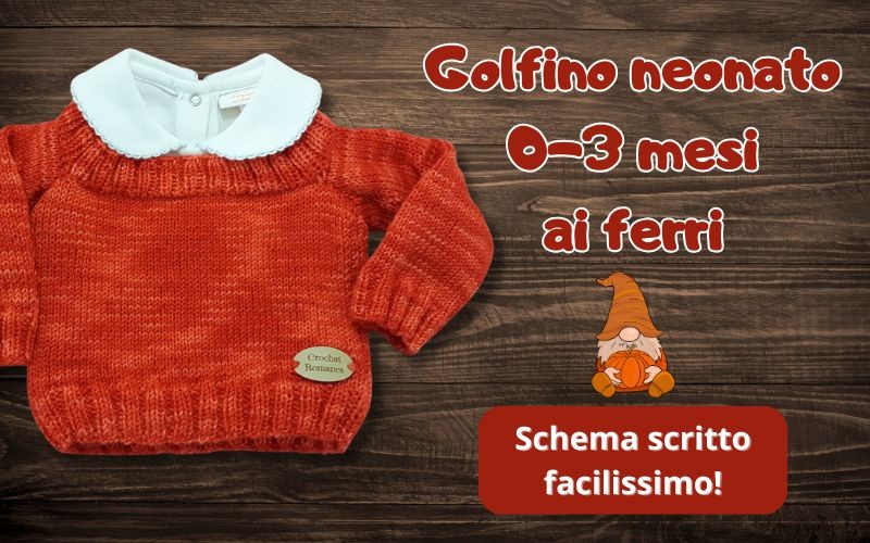 Golfino neonato 0-3 mesi ai ferri: progetto a pannelli